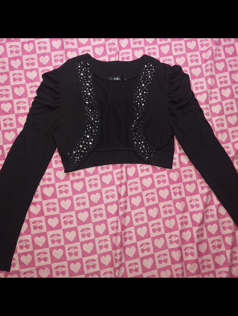 Women's Papaya  Black Embellished Cropped Bolero Shrug